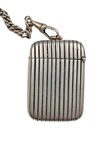 Vintage 1920s Vesta Matchbox Case 'The Beacon' with Chain - Picture 3 of 6