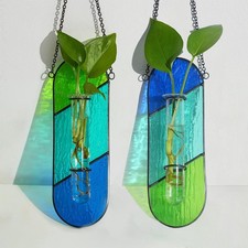 Stained Glass Plant Propagation Hanging 2 Pcs Propagation Station Planters fo...