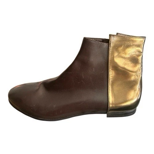 AGL Mujer’s Botas de Cuero Dorado y Marrón Talla 39/ EE. UU. 8 Hechas en Italia Usadas en Excelente Condición Lujo Foto 4 de 4