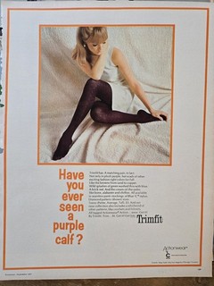 1967 Blonde Womens purple Trimfit Actionwear Pantyhose Panty Hose Vintage ad