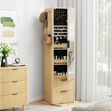 360  Swivel Jewelry Cabinet, Jewelry Armoire with Full Length Mirror