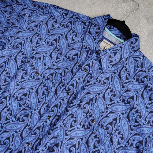 Rough Stock Panhandle Slim Pearl Snap blau Paisley Hemd Herren Large Langarm - Bild 1 von 10