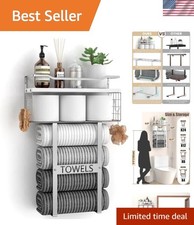 Towel Racks for Bathroom Wall Mounted - Bath Wall Towel Holder Set Above Toil...