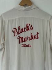 Vintage 50s 60s Bowling Shirt Rockabilly Loop Collar Chain Stitch Embroidery