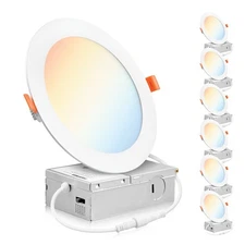 PARMIDA (6 Pack) 6 Inch Ultra-Thin LED Recessed Ceiling Light with Junction B...