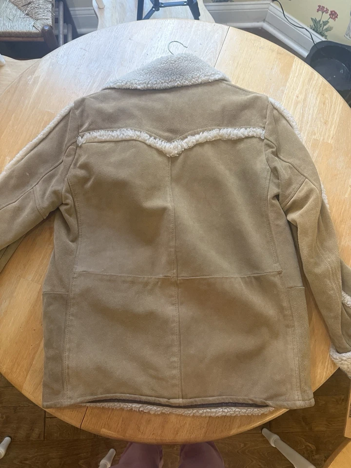 Vintage Bermans Brown Leather Suede Shearling Rancher Western Coat Size Medium - Image 2 of 4