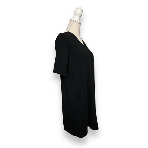 Abito Eileen Fisher nero in maglia con scollo a V piccolo - Foto 2 di 5