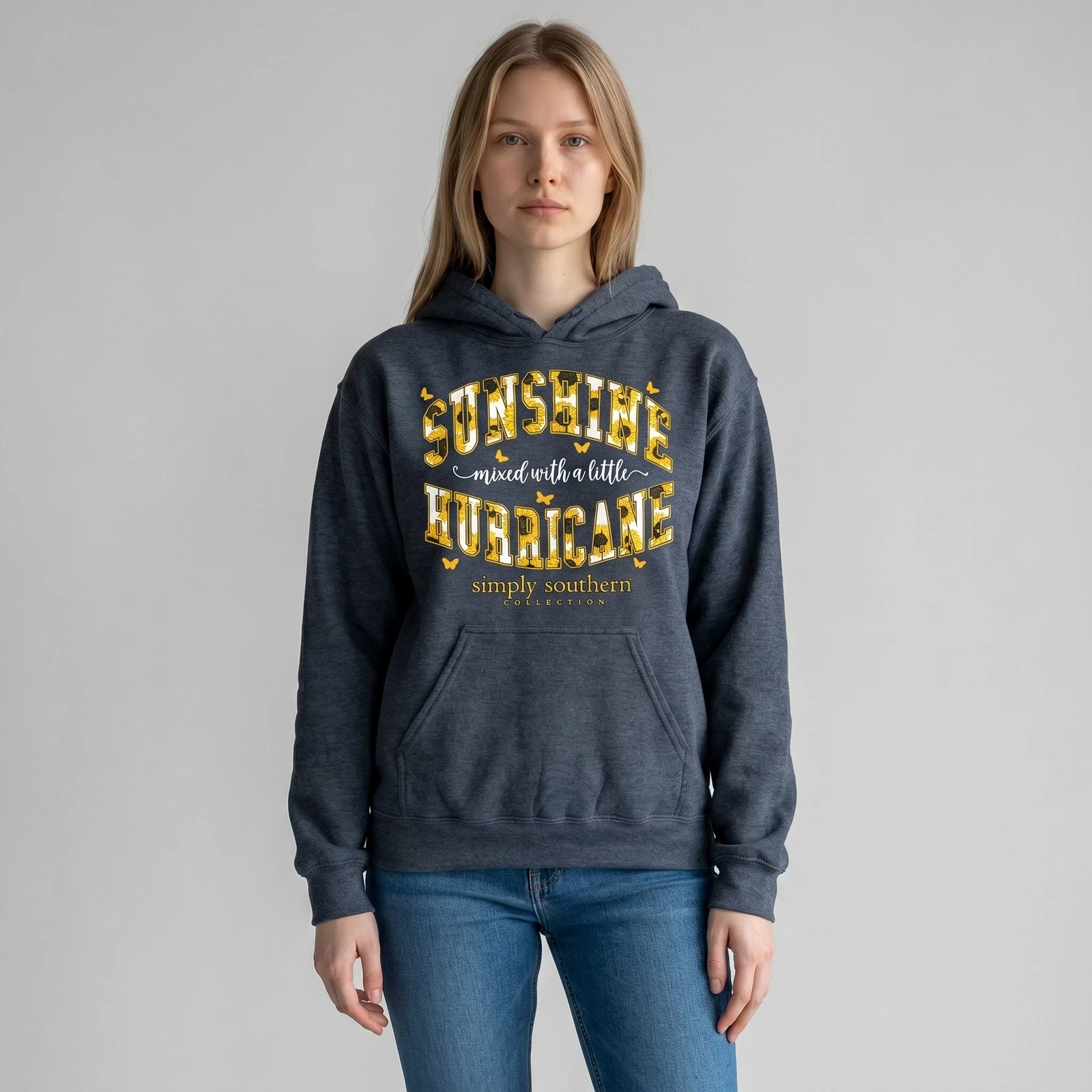 Simply Southern "Sunshine Mixed with a lil Hurricane" Hoodie Womens Size S
