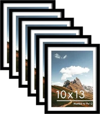 PEALSN 10x13 Picture Frames Set of 6, Display Pictures 9x12 with 10x13, Black 
