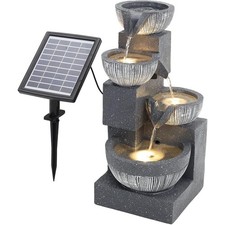 Solarbrunnen Wasserfall Garten Balkon Springbrunnen LED Beleuchtung