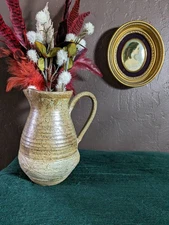Vintage Pottery Pitcher, Hand Made Pottery Vase