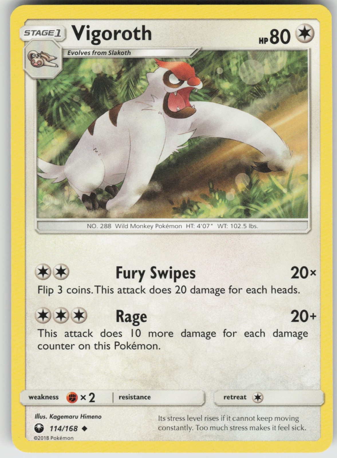 Vigoroth 114/168 SM - Celestial Storm Pokemon Lightly Played LP
