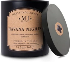 Manly Indulgence Havana Nights Scented Candles for 16.5 oz - 2 Wick, Black 