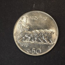 1920   ITALY 50 Centesimi **NICE UNC COIN** FREE SHIPPING M9759