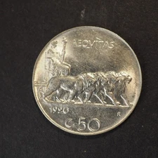 1920   ITALY 50 Centesimi **NICE UNC COIN** FREE SHIPPING M9759