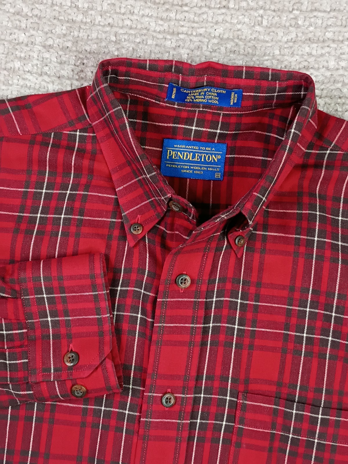 Pendleton Men’s Medium Merino Wool Button Shirt C… - image 1