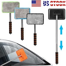 Car Windshield Cleaner Tool with Extendable Handle  2 Microfiber Pads for Home