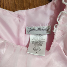 Jona Michelle Pink Floral Embroidered A-Line Long Girls Dress Size 8 Formal