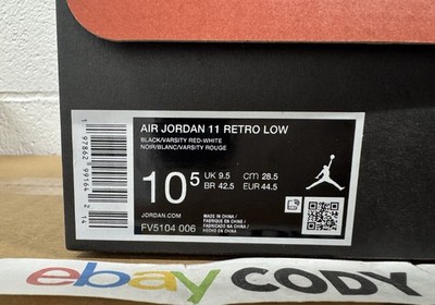 Nike Air Jordan 11 Retro Low 27.5cm箱タグ付き Nike Air Jordan 11 Retro Low Bred 2025 Men's Sizes *SHOE BOX ONLY