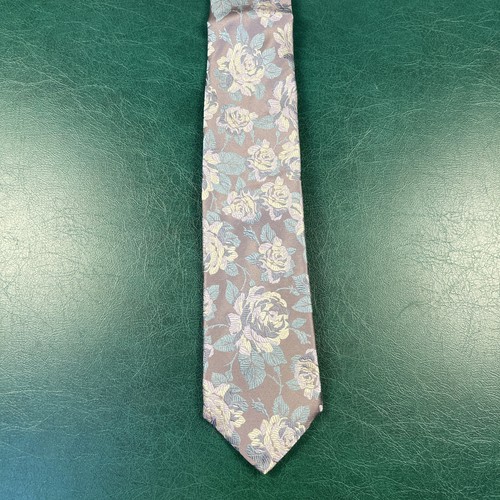 NEW Duchamp London Necktie Silk Silver Lavender Floral Rare Black Label - Picture 4 of 4
