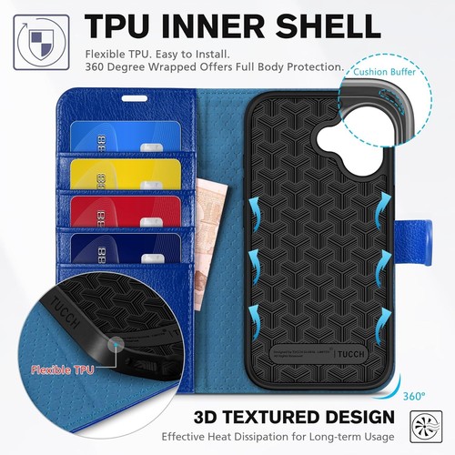 TUCCH Wallet Case for iPhone 17 (6.3") 2025 | RFID Blocking 3 Card Slots | Viewi - Picture 5 of 9