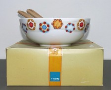 THUN - Set Ciotola Grande in Porcellana Decorata con Mestoli in Legno