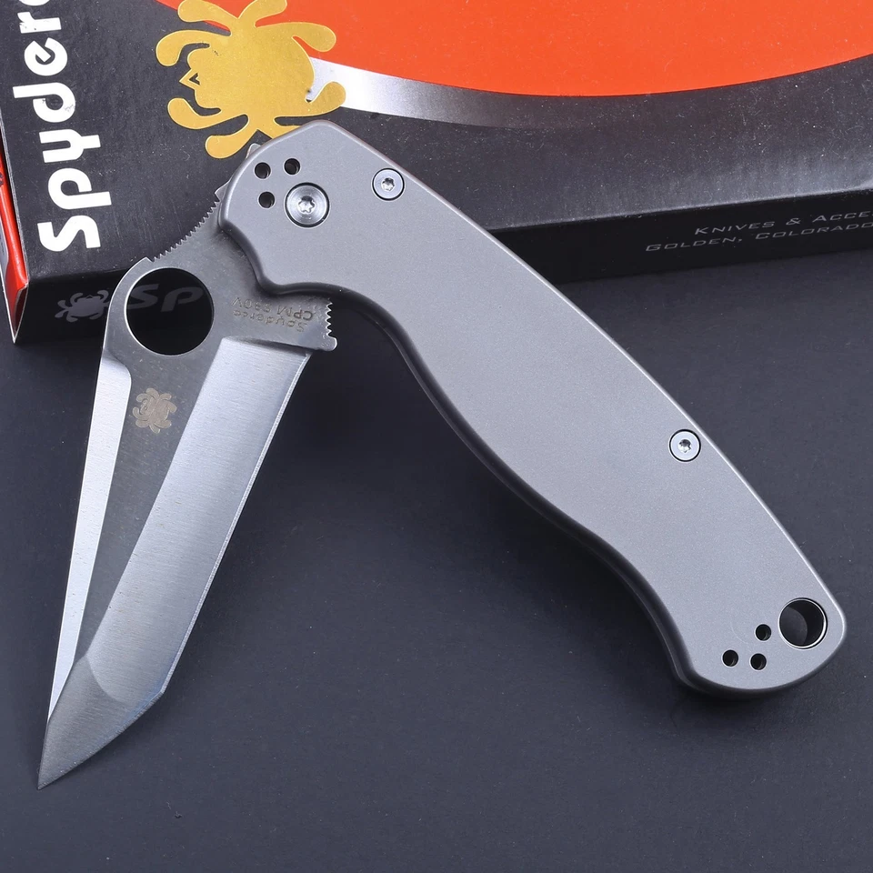 Cuchillo de Bolsillo Plegable C81 Para Militar 2 Mango de Titanio D2 Hoja de Acero Bloqueo Trasero Foto 3 de 4