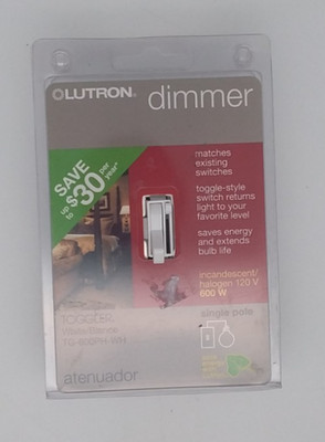 Lutron Dimmer Toggler White TG-600PH-WH Switch - New In Package