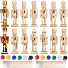 38 Pcs 4.72 x 1.7 Inches Christmas Nutcracker Ornament Kit Wooden Unfinished ...