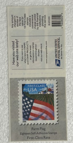 USPS Scott #3495a 2001 “Flag Over Farm" 34¢ ATM Booklet 18 Stamps (MNH) - Picture 4 of 4
