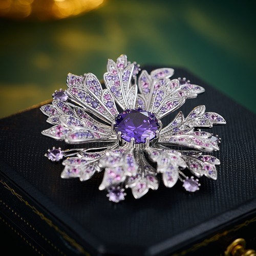 Luxury Sunflower Handmade Cubic Zirconia Brooch Pin for Women Party Jewelry Gift - Picture 3 of 5
