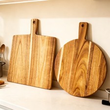 2 Pack Large Acacia Wood Cutting Board with Handle 17''X13'', Charcuterie Boa...