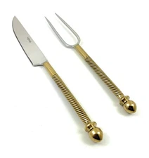 Luxury Carving Set – Handmade Stainless Steel with Golden Accents