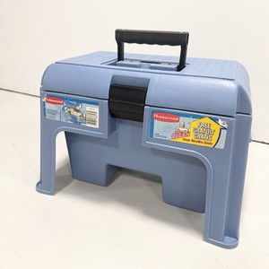 Vintage Rubbermaid Cleaning Step Stool Slate Storage Compartment 1994 USA Made