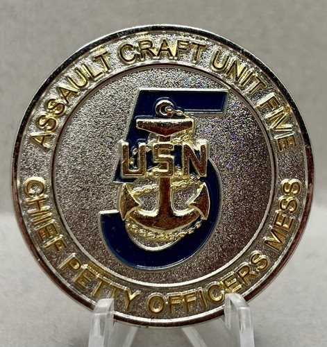 ACU5 Assault Craft Unit 5 CPO Mess Challenge Coin Chiefs Mess Old HTF