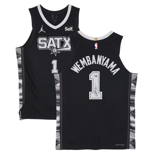 Victor Wembanyama Autographed Spurs Authentic Black Nike Jersey Fanatics - Picture 1 of 5