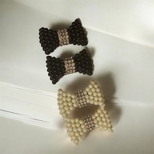Vintage Clips Pearl W/ Bow Hair Clips. Rare Find.