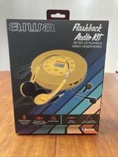 Aiwa Flashback Audio Kit Retro CD Player Wired Headphones NEW in YELLOW
