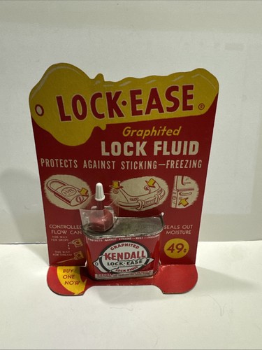 VINTAGE KENDALL GRAPHITED LOCK-EASE LOCK FLUID HANDY OILER Nos Counter Display