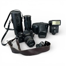 Chinon CE-4 35mm SLR w/50mm  Osawa 80-205mm Zoom Lens, Flash, Strap, Tested