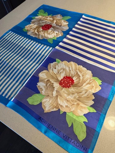 SALE: Adrienne Vittadini SILK SCARF 21" square new BRIGHT COLORFUL Large Flower - Picture 5 of 5