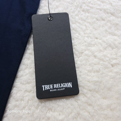 True Religion Mens Large Pocket Tee Short Sleeve Crewneck T-Shirt Blue Y2K - Picture 7 of 9