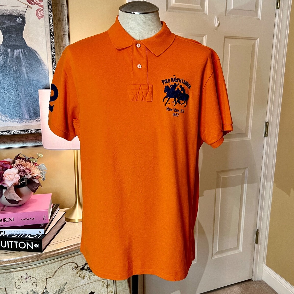 トップス Polo by RalphLauren PRL CLUB Double Pony EEUC Mens Polo Ralph Lauren Custom Fit Orange Double Pony #2 Polo