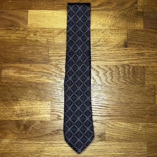 £160 CORBATA DE SEDA ROBERTO CAVALLI PARA HOMBRE AZUL MARINO ESTAMPADO ESTILO PIEL DE SERPIENTE HECHA EN ITALIA Y7 - Imagen 4 de 8