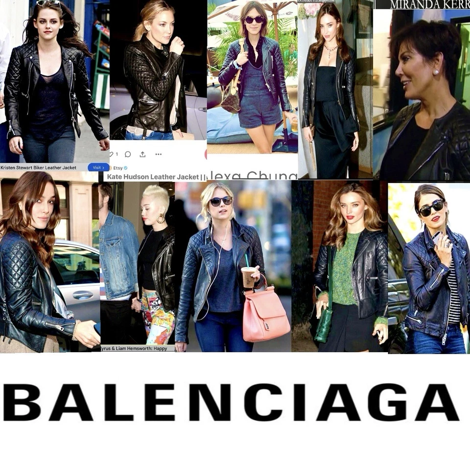 Balenciaga 2013 Blue Leather Moto Biker Jacket 36 38 40 2 4 6 Coat Quilt M S - Image 3 of 4