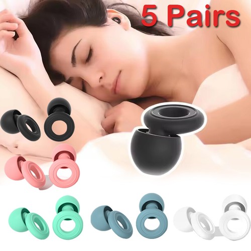 Reusable Silicone Ear Plugs Noise Cancelling Earplugs Protector Study Sleep Swim - Picture 2 of 23