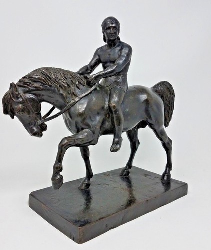 Antigua estatua de metal bronce - pieza de hombre a caballo firmada REBAJADA - Imagen 1 de 12