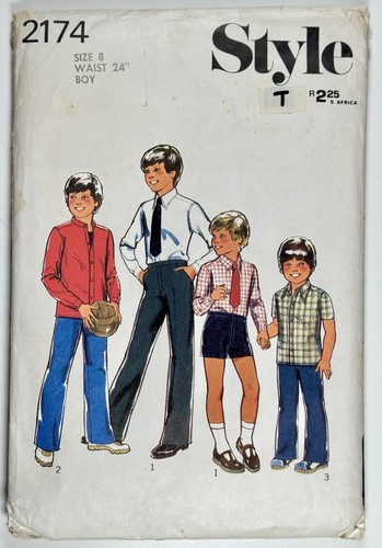 1970's Vintage Sewing pattern Style 2174 Boys Shirt,Tie,Trousers & Shorts Size 8 - Picture 1 of 4