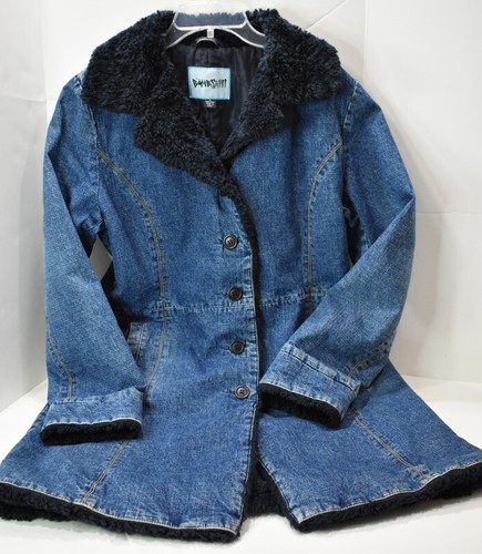 Vintage Bombshell Mantel lang verblasst Jeans Denim Damen M blau mit Knopfleiste Trench - Bild 9 von 15