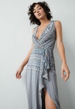 NWT BCBG MAX AZRIA 338 KOKO DRAPE HIGH SLIT PRINTED MAXI DRESS SZ 4